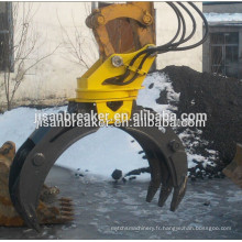 Grappin à bûches fixe hydraulique pour 5 tonnes de pelle